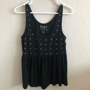 Black Studded Peplum Top